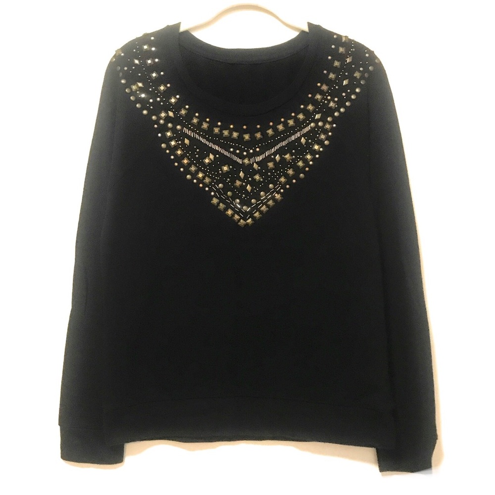 Western Gold Beaded Cowgirl Sweatshirt - EUC